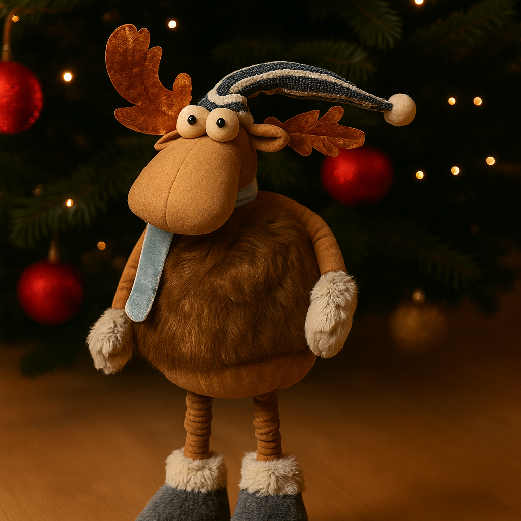 Deer with hat and scarf - decorative figurine