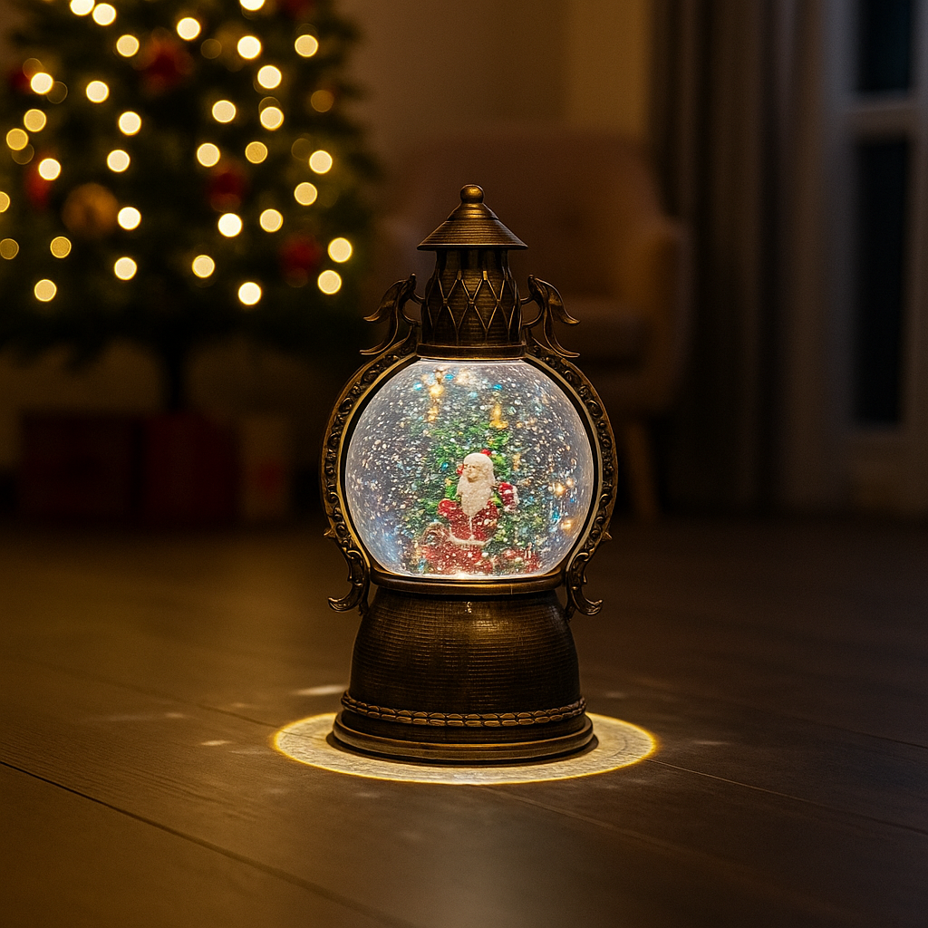 Коледна лампа "Дядо Коледа в снежна топка"